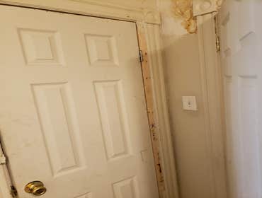 mold restoration needing here leak from roof created mold