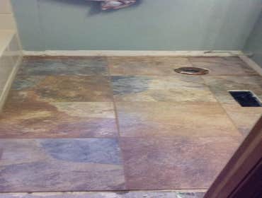 Ceramic floor in bathroom