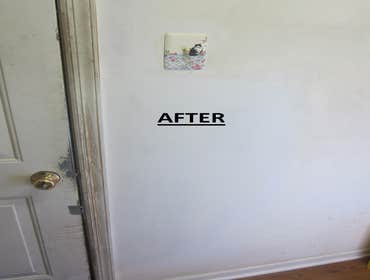 My Work: Before & After 1. Damaged Wall - Before
2.Damaged Wall - After. This job was completed the day after I arrived.
All of the taping and coats w