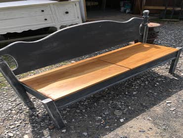 Custom upcycled bed bench