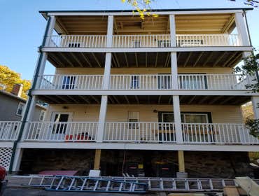 3 story Deck Built by R and G Contracting 2x10 framing, Azek decking, RDI railings New deck in Chestnut Hill Mass. 72,000.00