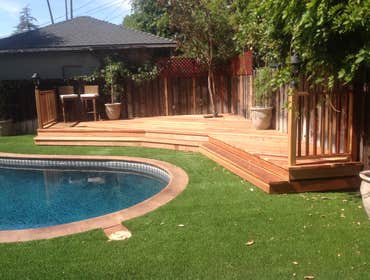 Redwood deck & turf