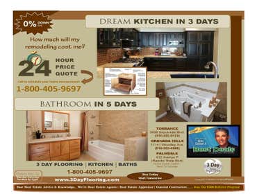 3 Day Flooring, Kitchen and Bath's Pictures Take a look at our luxurious kitchens, bathrooms and flooring we have done! Come into our showroom today to