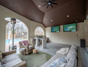 Victoria Ct Outdoor Entertainment This local realtor purchased this home and wanted to create a covered outdoor entertainment area. We built this beaut