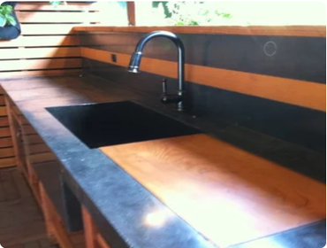 Redwood Concrete Outdoor Kitchen