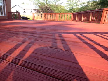 On The Heat Of Summer Power Wash Deck , Stain 2 Coats.