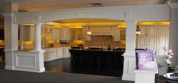 Showroom Photos These displays are in our beautiful showroom in Medfield, MA. They are all wood custom cabinets made to our exacting specifications wi