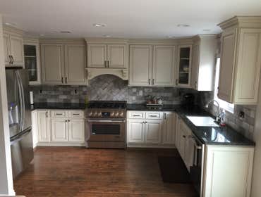 Custom kitchen cabinets.