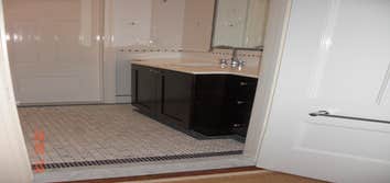 Project photos from Rc Home Improvement Contractors Llc BATHROOM:with mosaic tile on the floor, custom shower base,knee wall, frame less shower door,ti