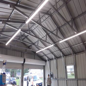 New shop install! New shop install! Looks really good. We ran plenty of power with with a 40 amp 240v sub panel, 6 20 amp outlets,4 LED strip lights an