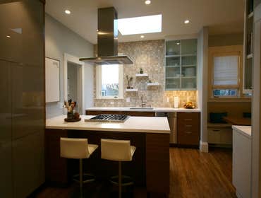 Claremont Contemporary Chic Extensive renovation, including kitchen and eating nook, master bath, hall bath, and garage.