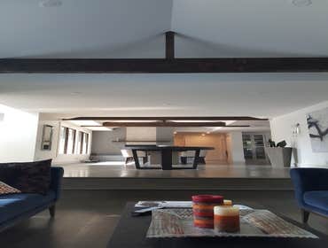 living room remodel w/beams