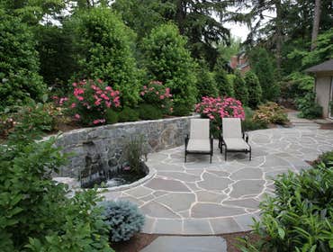 Water Feature and Stone Patio