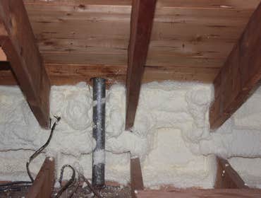 Spray foam around eave