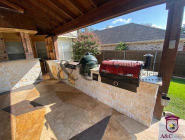Photos by A&c Construction & Remodeling #17 Outdoor Kitchen with granite countertop and custom cabinets, plumbing and electrical