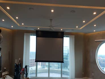 Custom drop down 4k screen at pent house