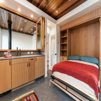 Murphy bed. passthrough bar closes for privacy