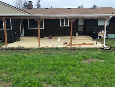 Photos by Dudley Const & Remodel LLC #1 Snow collapsed old awning on the back porch. Built brand new awning with clear, corrugated, plastic and new gut