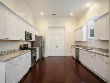 Kitchen with pocket doors closed