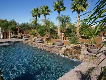 Pool with rock & fire feature