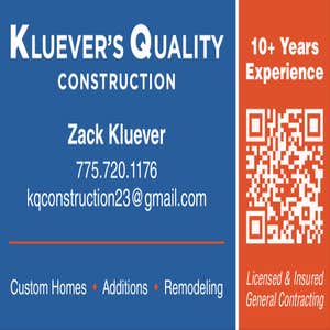 Photos by Kluevers Quality Construction LLC Business Card Business Card