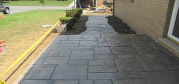 Project photos from Williamson Construction 8 block foundations and brick casements of Oakhurst Homes
radom fieldstone pattern stamped concrete in va
