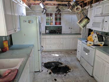 Kitchen with fire damage