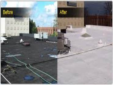 Roof Restoration Flat Roof Jacksonville fl. before and after Installation of a silicone roof coating system on a flat roof