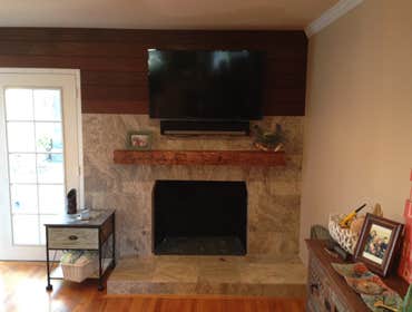 Reclaimed mantle/ hearth remod