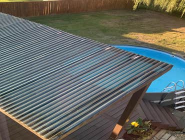 Pool Deck Roof Every once in a while we try to do some updates at our home. ? This summer ☀️ we built a UV roof over our pool deck. ?️ We greatly enjoy