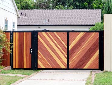 Culver City Iron Wood Combo Driveway Gate