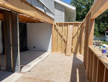 1000 sqft addition with balcony 775 sqft addition for kitchen/dining, new guest bedroom/bathroom/closet, and 225 sqft 2nd floor balcony