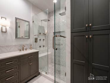 Classy Gray Bathroom Elevating elegance with a touch of gray. This newly remodeled classy bathroom, where every detail speaks sophistication.