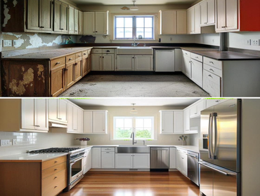 Photos by American T&j Projects LLC #1 Complete kitchen remodeling. We replace, the electric wires, the water line pipes, the cabinets, we painted th