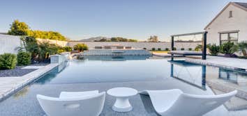 Complete Gilbert Backyard This custom backyard project in Gilbert, Arizona showcases a clean, modern design built around both relaxation and entertainm
