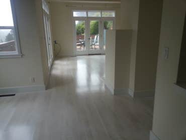 Red oak, tongue & groove, white finish