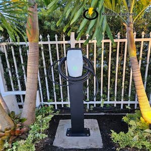 Tesla charger with pedestal Miami Design District 2023 Tesla charger with pedestal.