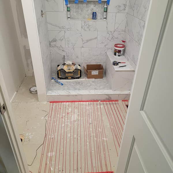 Closet to bathroom conversion add heated floor