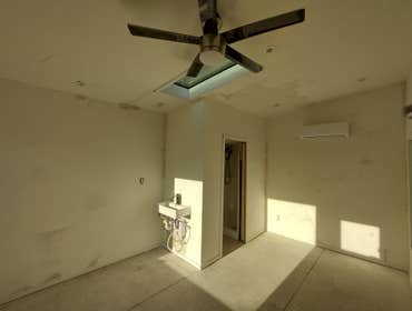 Photos by Stewart & Son Gate & Fence LLC #1 Tiny House with pergola. Small house 17' by 12' small bathroom with pocket door, and small sink with water 