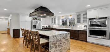 A waterfall granite countertop