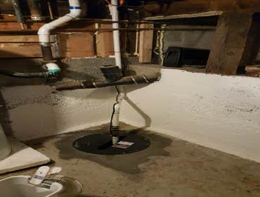 sump pump installed