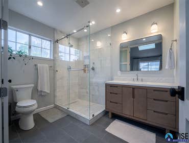 Master Bathroom | San Jose, CA Wise Builders went all out in designing this stunning master bathroom. The clients aimed for a spacious feel in their ma