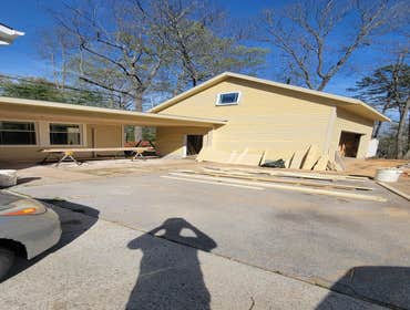 New garage with covered walkway