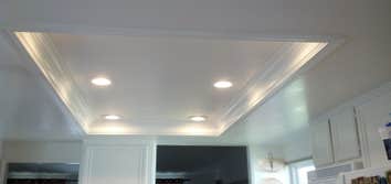Remodeled Kitchen Recessed Ceiling The old fluorescent fixture was removed & 6 LED cans were installed.