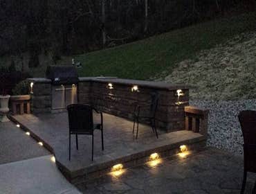 Lighted paver patio and grill