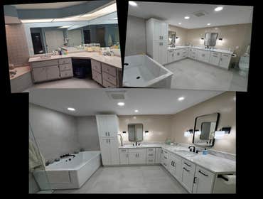 Master Bathroom remodel Tr. Goins transformed this outdated master into a beautiful relaxing space complete with a wet room that includes a luxurious j