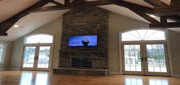 Fireplace with 18' Ceiling
