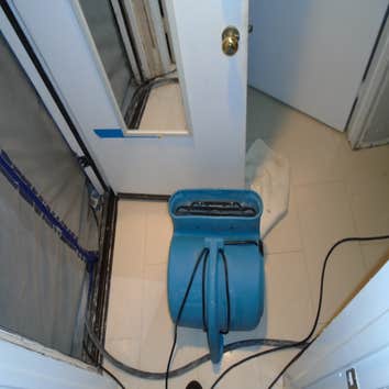 Resto-Medic Photos of an active water damage remediation site. A simple pinhole leak in a water pipe can cause extensive damage if not identified and 