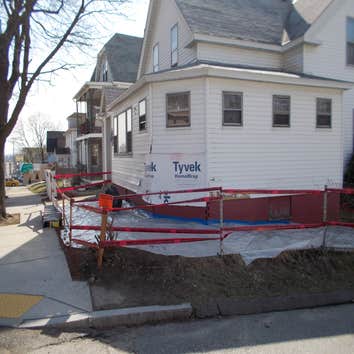 M A Restoration Inc Project Reparing home damaged by car crashing into side of house.