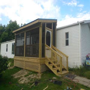 free standing screened deck 16x8 free standing screened deck. Could not be attached to home because the house is above frost and the deck was built...